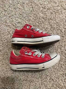 Converse slip on Red Low-Top Canvas Sneakers